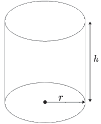 A cylinder with heigh h and radius r.