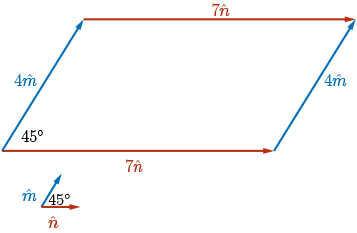 Showing the parallelogram with diagonal 4m+7n.