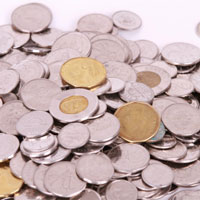 A pile of Canadian coins.