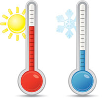 Image of two thermometers showing different temperatures.
