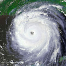A hurricane has a spiral pattern.