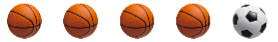 4 basketballs and 1 soccer ball.