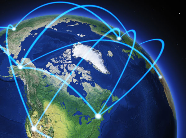 A globe with connections similar to the Internet.