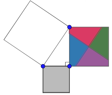 There are&nbsp;5 pieces, 1&nbsp;piece is the entire square of the smallest leg, and the other 4 pieces&nbsp;are created from slicing the square on the other leg.
