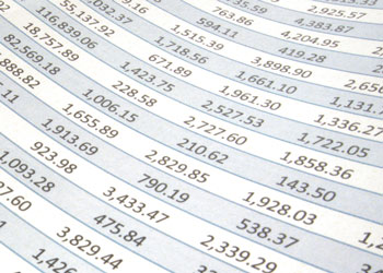 A spreadsheet of data.